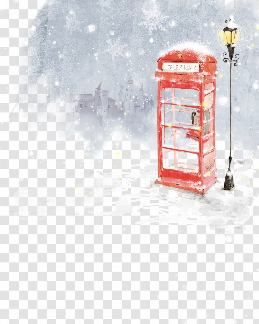 Telephone Booth Cartoon Illustration - Ice - Hand-painted Phone Snow Transparent PNG