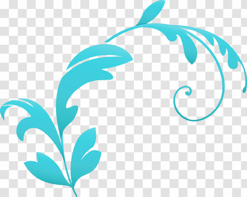 Aqua Turquoise Leaf Font Logo Transparent PNG