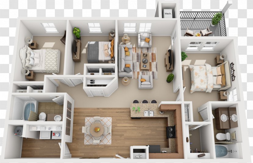 Apartment Bathrooms & Bedrooms House Renting - Floor Plan - Application Transparent PNG