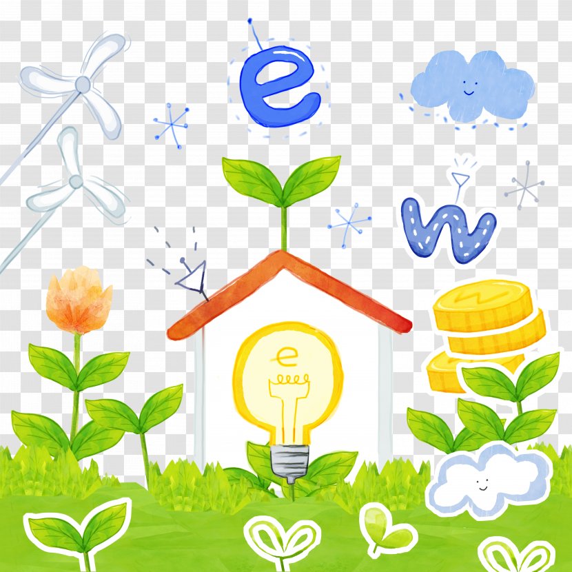 Environmental Protection Cartoon Energy Conservation Illustration - Area - Bulb Plant Transparent PNG