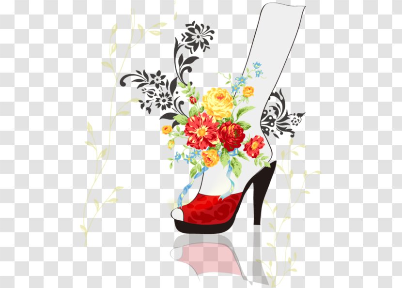 High-heeled Shoe Slipper - Art - Flower Transparent PNG