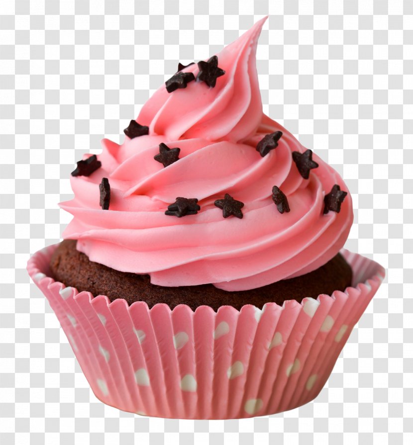 Food Cupcake Pink Buttercream Icing - Cake - Cream Muffin Transparent PNG