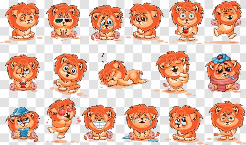 Lion Cartoon - Sticker - Vector Transparent PNG