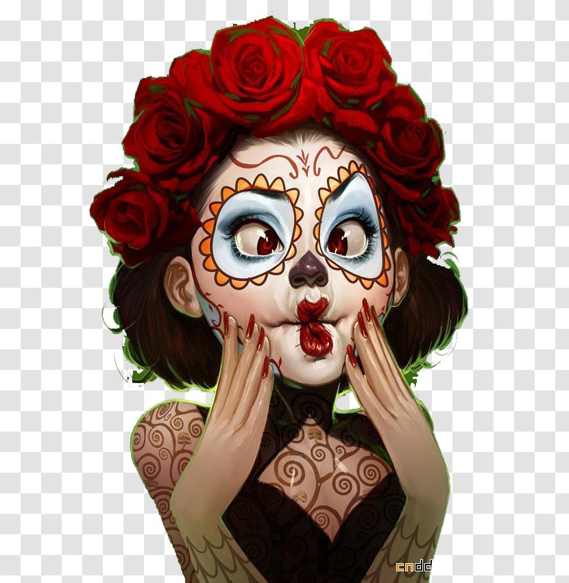 Drawing Illustrator Digital Illustration Art - Face - Exaggerated Rose Clown Beauty Transparent PNG