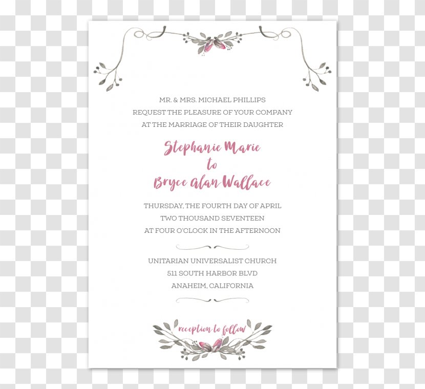 Wedding Invitation Pink M Convite Font - Paper Transparent PNG
