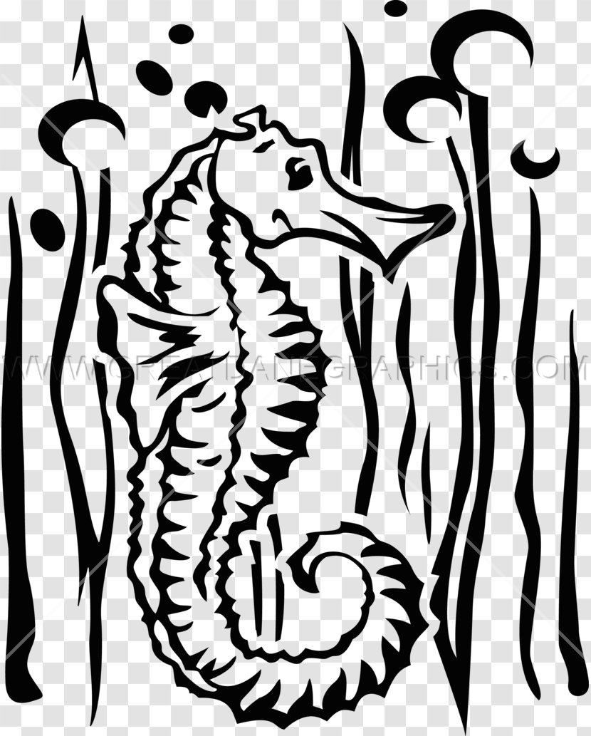 Seahorse Printed T-shirt Pipefishes And Allies Clip Art - Monochrome - Sea Bubble Transparent PNG