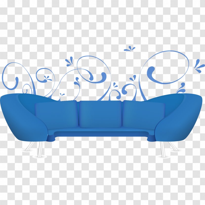 Couch Blue - Designer - Sofa Model Transparent PNG