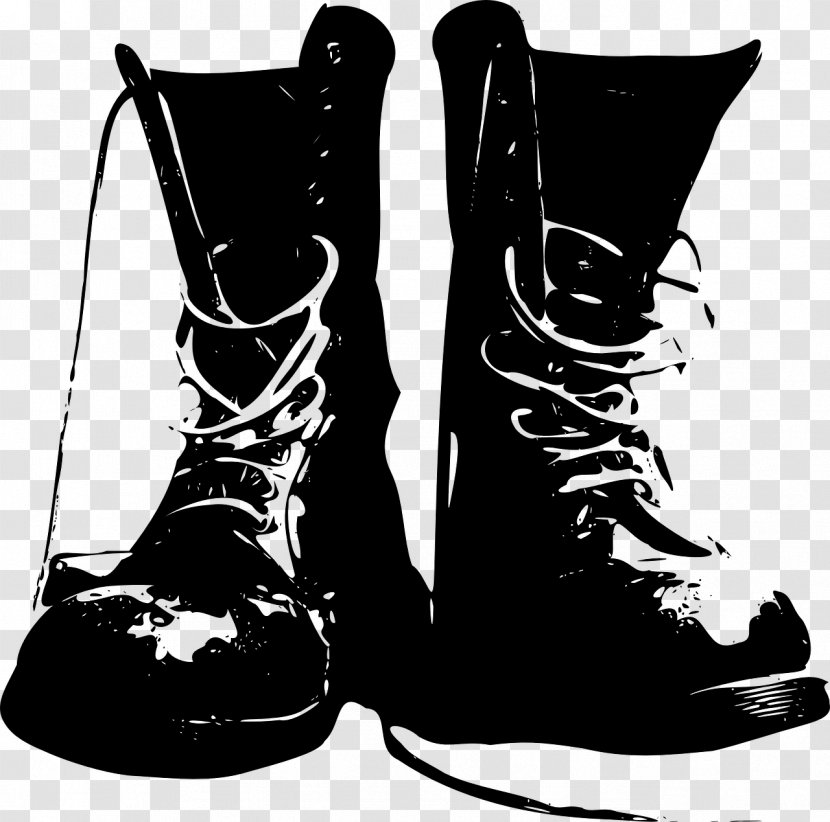 Combat Boot Shoe Clip Art - Monochrome Transparent PNG