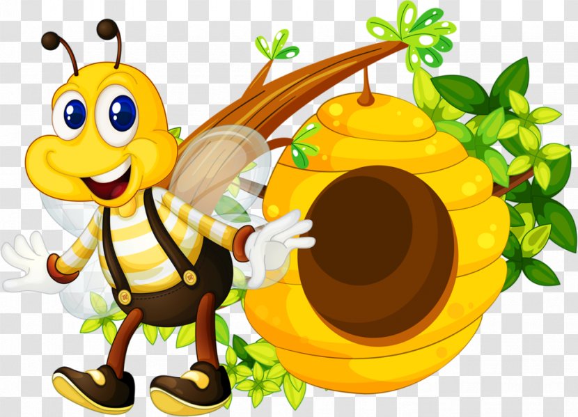 European Dark Bee Clip Art Beehive Honey - Wasp - Artesania Cartoon Transparent PNG