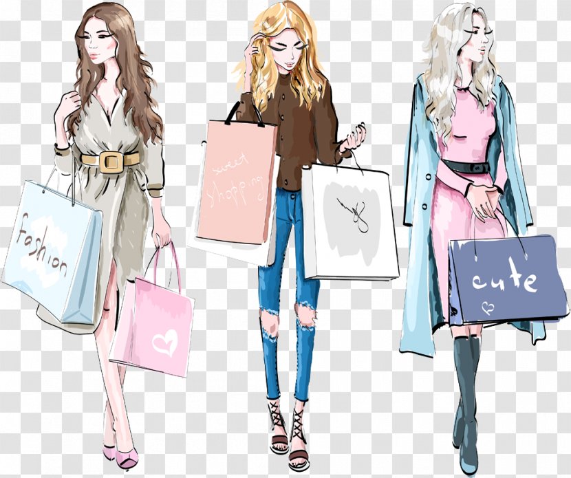 Fashion Drawing Shopping - Cartoon - Design Transparent PNG