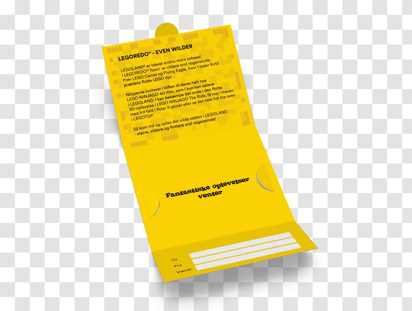 Paper Gift Card - Yellow - Legoland Transparent PNG