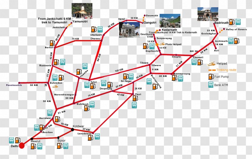 Dehradun Road Map Char Dham - Yatra Transparent PNG