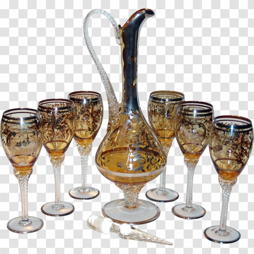 Wine Glass Champagne Stemware Bottle - Saucer - Amber Transparent PNG