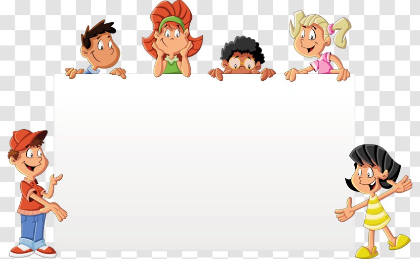 Child Cartoon Drawing Clip Art - A Group Of Children Holding White Paper Transparent PNG