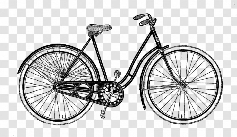 Freight Bicycle Vintage Clothing Cycling Clip Art - Black And White - Bikes Transparent PNG