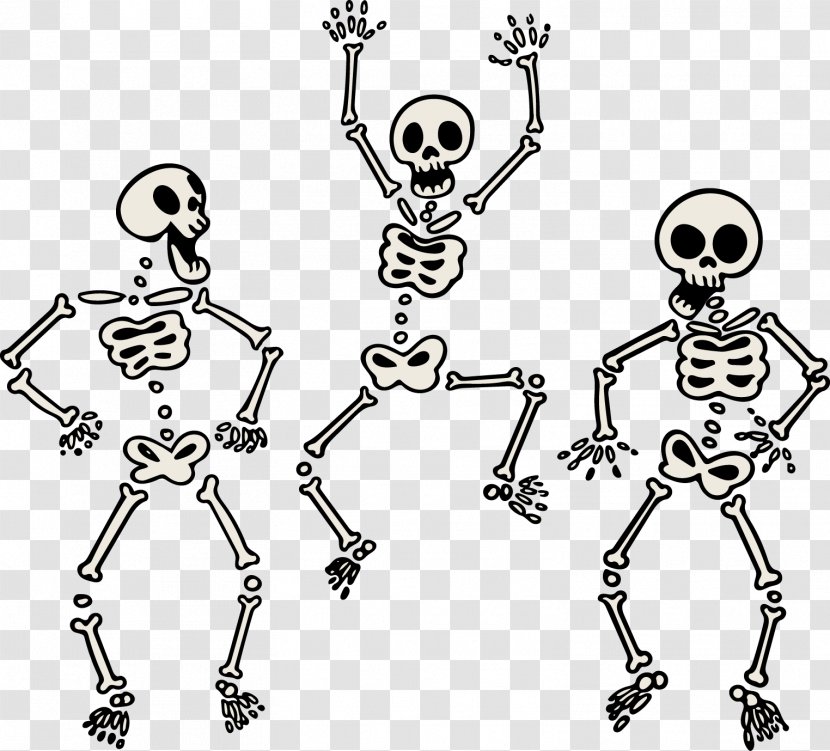 Human Skeleton Skull Bone - Machine - Vector Painted Three Skeletons Dancin...