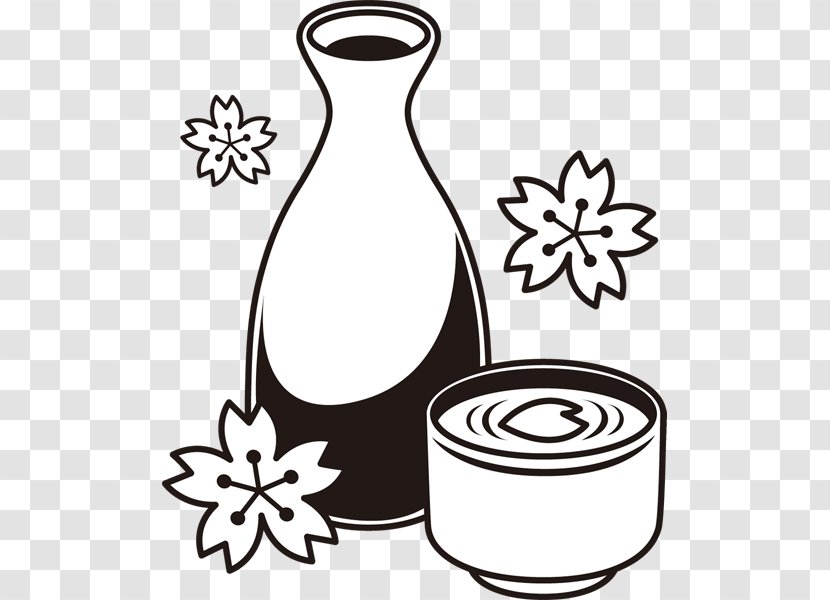 Black And White Sake Hanami Clip Art - Flower - Design Transparent PNG