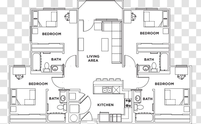 Floor Plan Residential Area Product Technical Drawing Engineering - Friends Apartment Building Balcony Transparent PNG