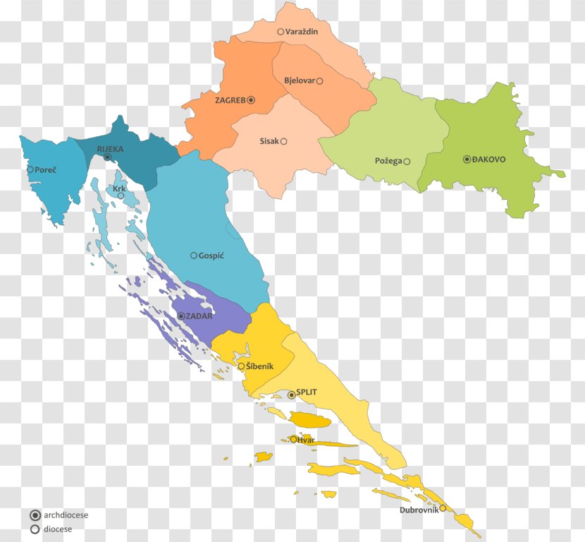 Pannonia Dalmatia Counties Of Croatia Illyricum Map - Area - Catholic Transparent PNG