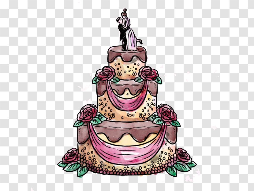 Torte Wedding Cake Birthday Watercolor Painting Illustration - Style Transparent PNG