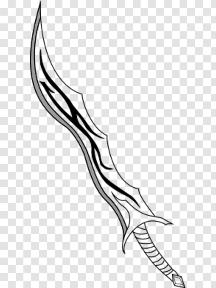 Drawing Sword Dagger Knife Clip Art - Cartoon - Curved Line Transparent PNG