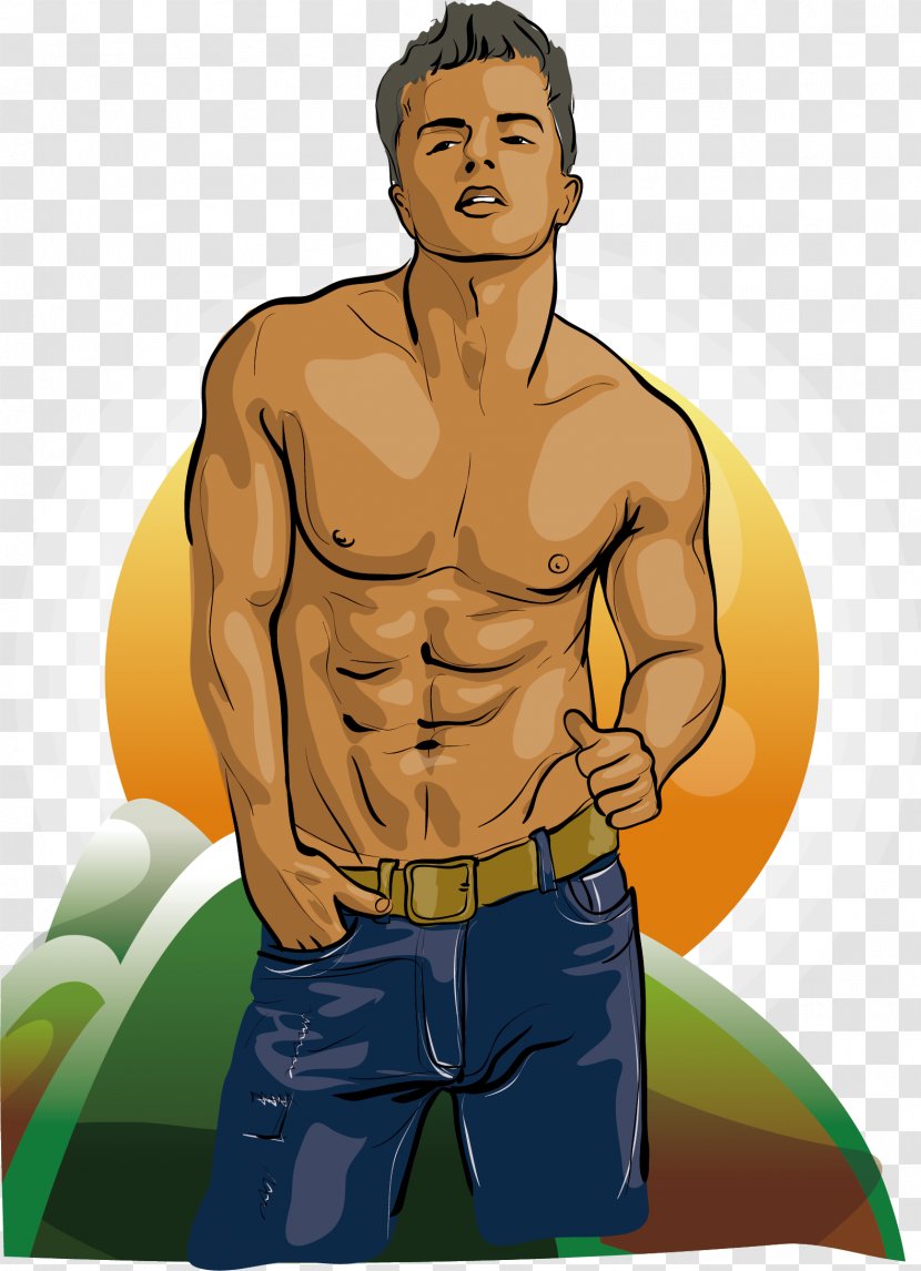 Muscle Man Euclidean Vector Illustration - Watercolor - Muscular Transparent PNG