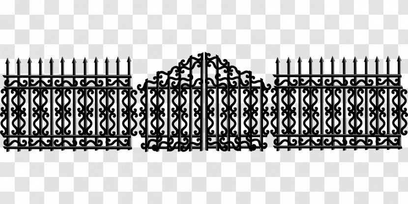 Fence Gate Clip Art - Monochrome Photography - Iron Door Transparent PNG