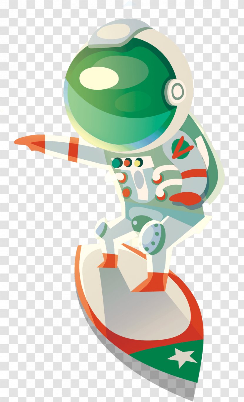 Astronaut Design Cartoon Universe Illustration - Green Transparent PNG