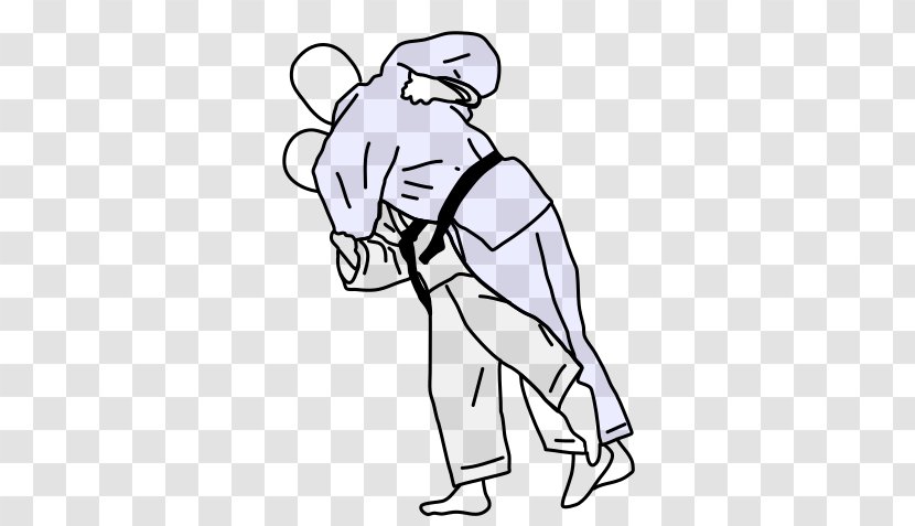 Clip Art Line Drawing Cartoon Illustration - Silhouette - Judo Transparent PNG