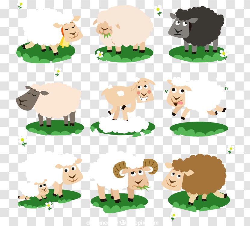 Cattle Sheep - Pasture - Cartoon Vector Material, Transparent PNG