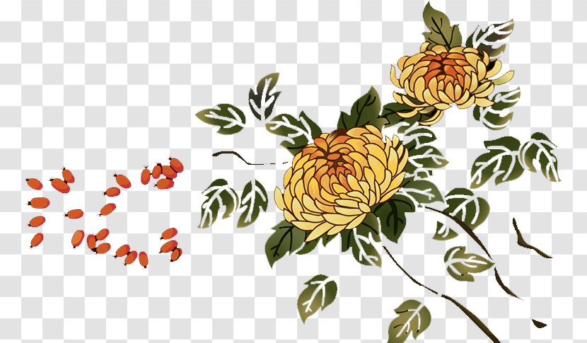 Floral Design Yellow Chrysanthemum Pattern - Family Transparent PNG