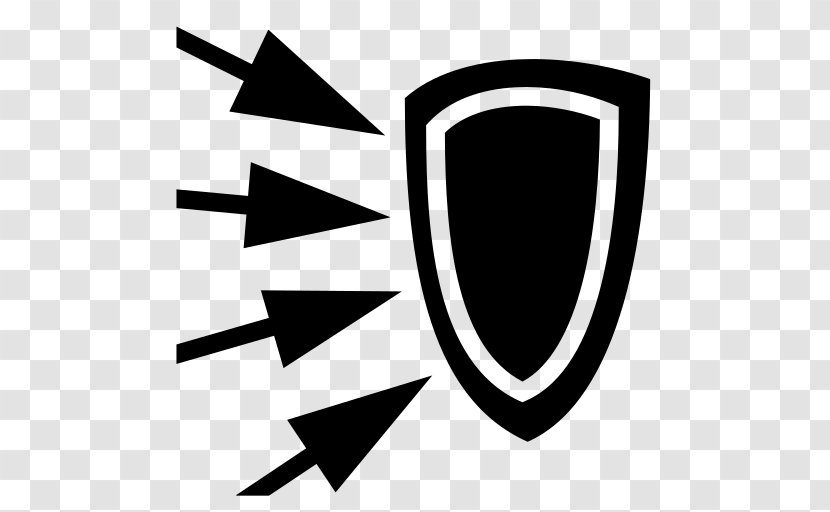 Shield Arrow Symbol - Black And White Transparent PNG