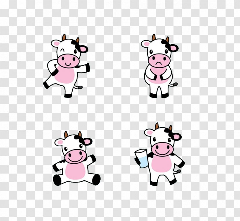 Dairy Cattle Cartoon Clip Art - Point - Cute Cow Transparent PNG