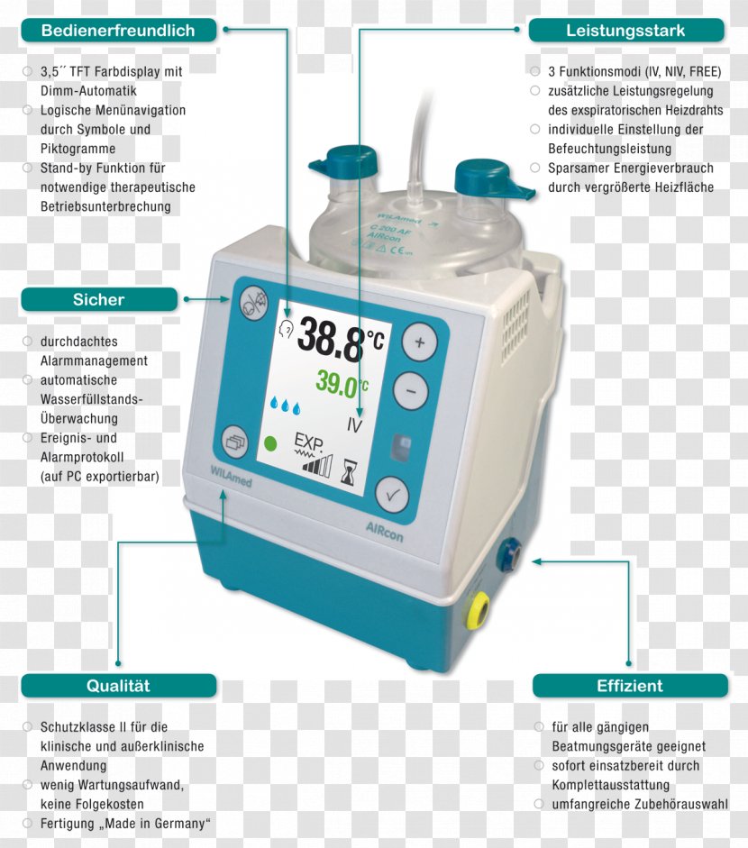 Humidifier Respiratory Gas Humidification Medical Equipment Medicine Mechanical Ventilation - Aircon Transparent PNG