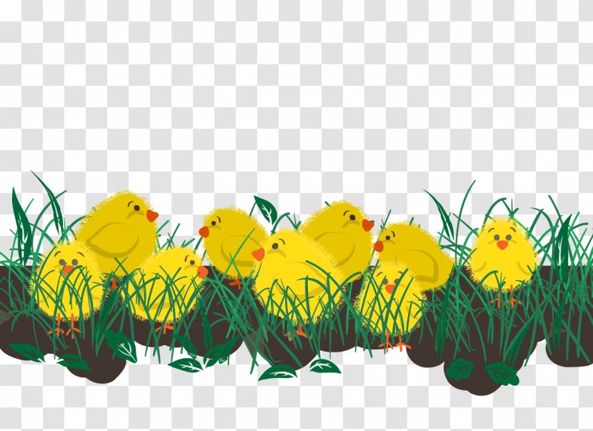 Easter Bunny Greeting Card Download - Grass - Vector Group Of Chick Transparent PNG