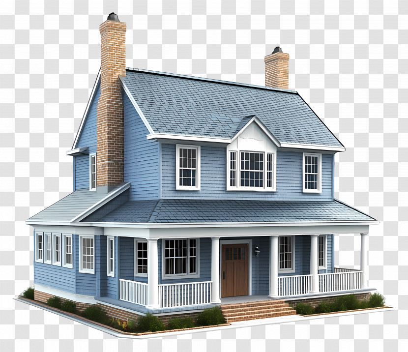 Cape Cod House - Cozy Blue House With Porch Transparent PNG