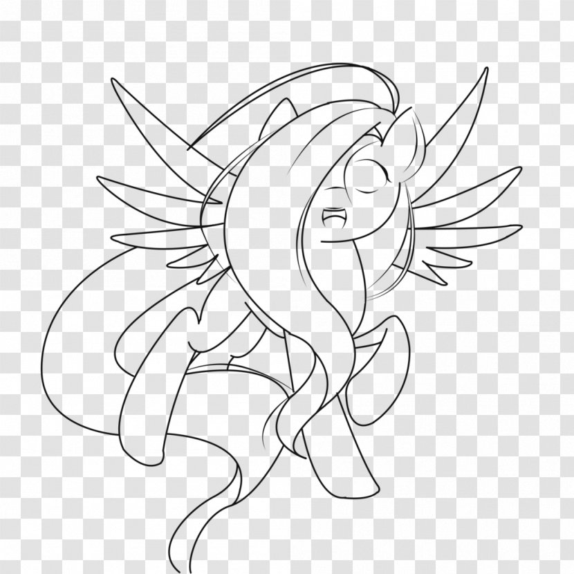 Line Art Fluttershy Drawing White - Flower - Shine Transparent PNG