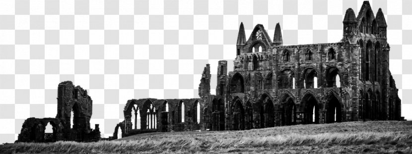 Whitby Abbey Dracula Goth Weekend Tomorrow's Ghosts Festival - Black And White - Monastic Monk Transparent PNG