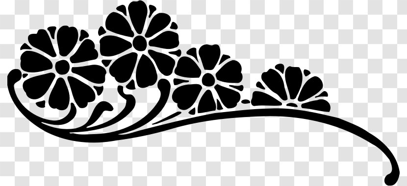 Black And White Abstract Art Flower Floral Design - Rose Transparent PNG