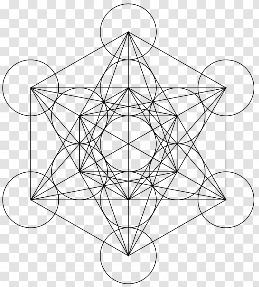 Metatron's Cube Overlapping Circles Grid Sacred Geometry - Line Art Transparent PNG