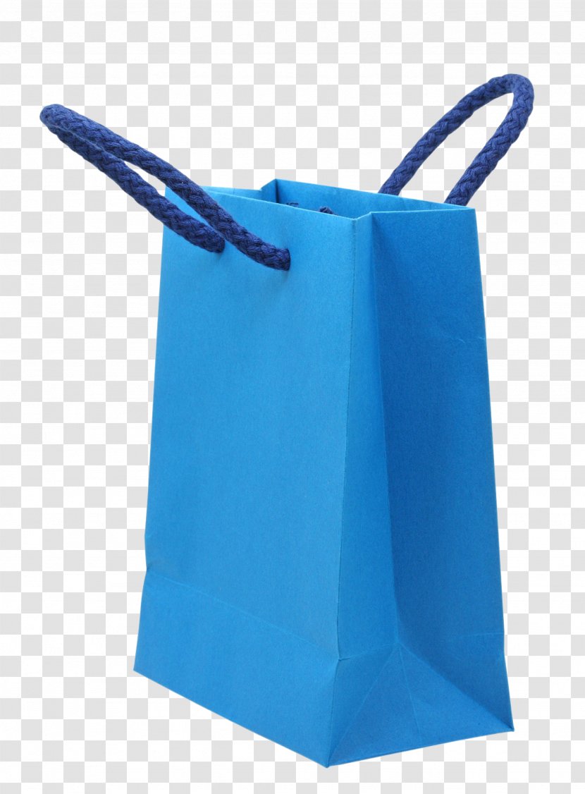 Paper Handbag Packaging And Labeling Shopping Bag - Blue Transparent PNG