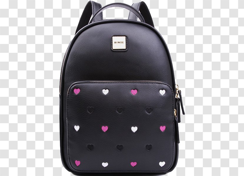 Backpack Handbag Baggage Travel - Love Pattern Black Shoulder Bag Front View Transparent PNG