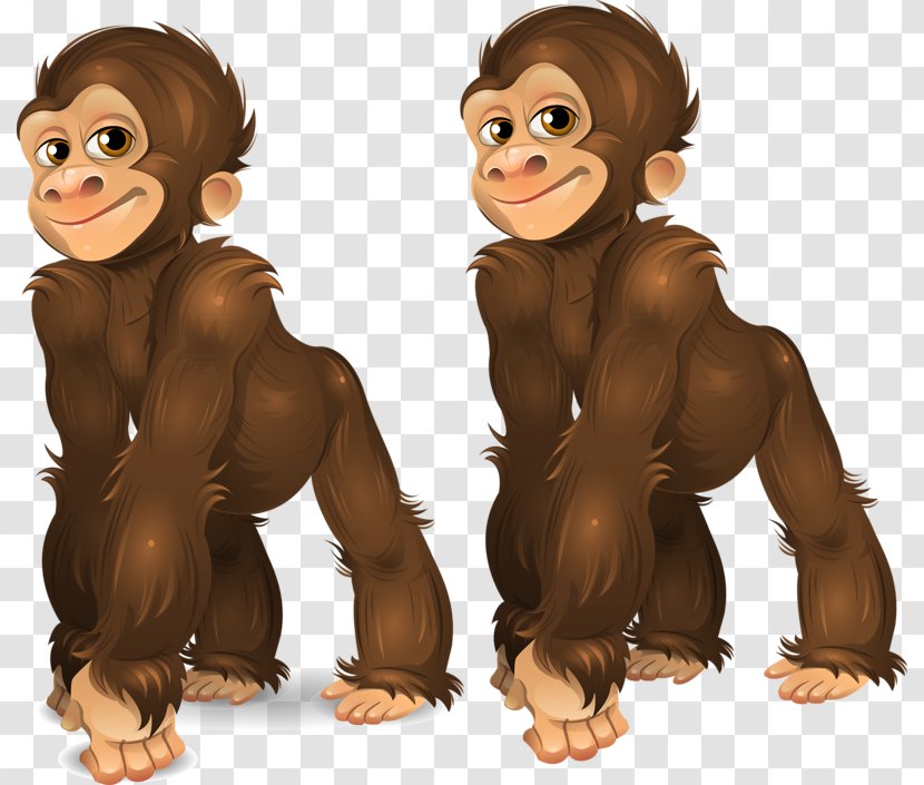 Gorilla Common Chimpanzee Orangutan Ape Monkey - Ancestor - Two Little Transparent PNG
