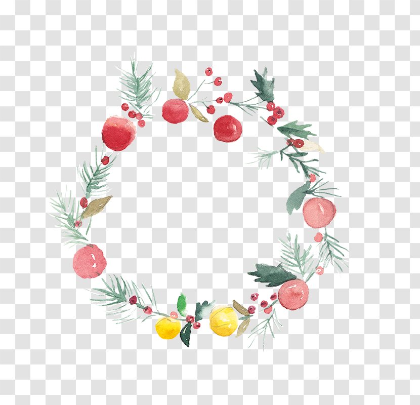 Christmas Watercolor Painting Wreath Flower - Floral Design - Hand-painted Pattern Material Transparent PNG