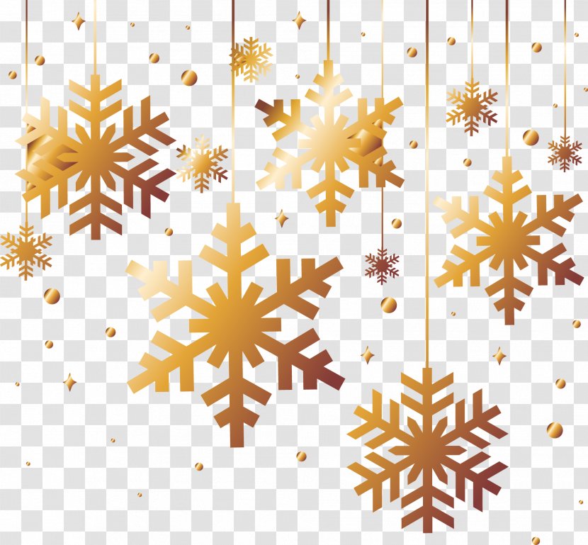 Snowflake Christmas Download - Golden Snowflakes Transparent PNG