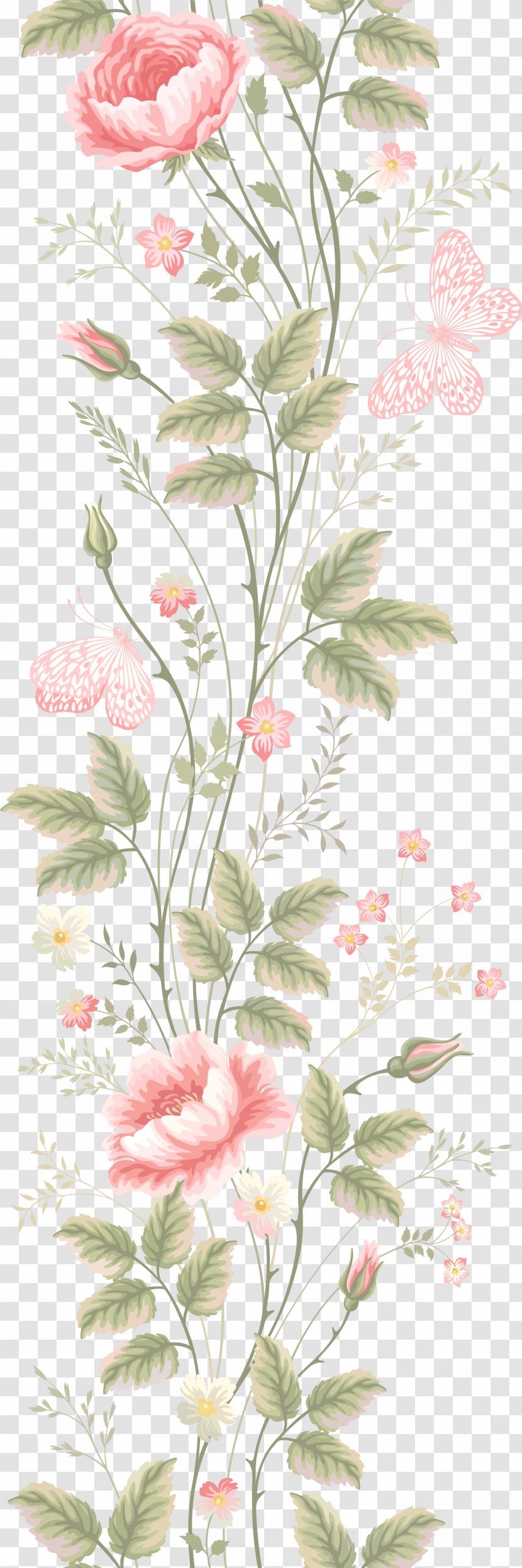 Flower - Rose Family - Painted Pink Flowers Transparent PNG