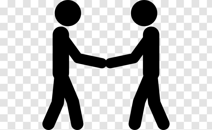 Stick Figure Handshake Clip Art - Black And White - Joined Transparent PNG