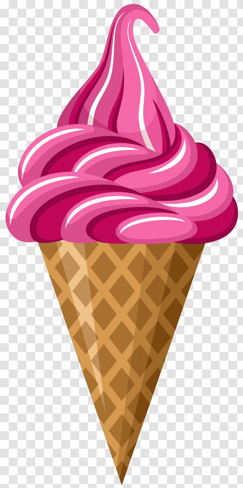 Ice Cream Cone Strawberry Clip Art - Frozen Yogurt - Pink Image Transparent PNG