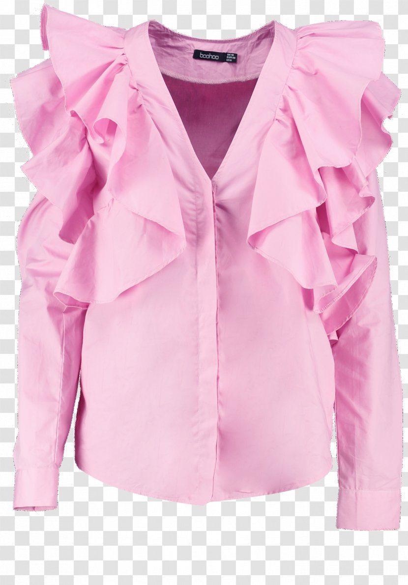 Sleeve Pink M Blouse Ruffle Shoulder - Outerwear - Pastel Shades Transparent PNG