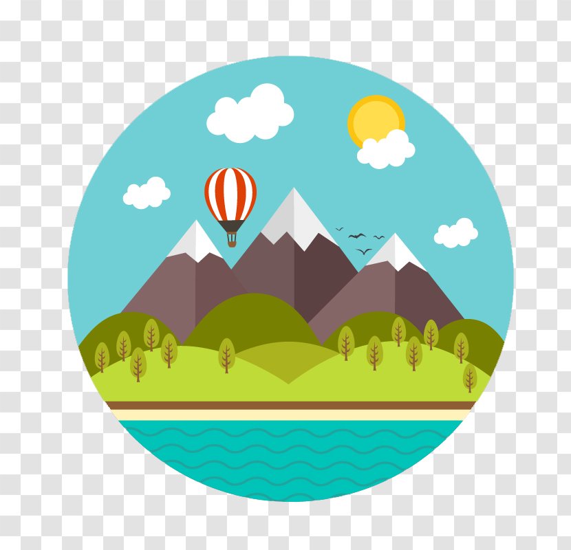 Flat Natural Landscape Illustrator Vector Material Download - Cartoon - Clip Art Transparent PNG